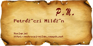 Petróczi Milán névjegykártya
